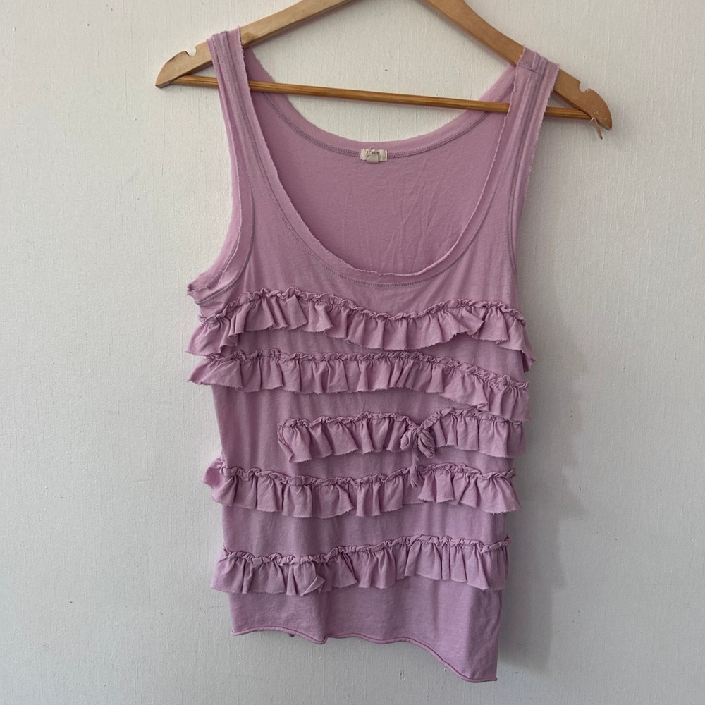 J.Crew Ruffle Tank Top Women Small Purple Garden Party Coquette Romantic Boho